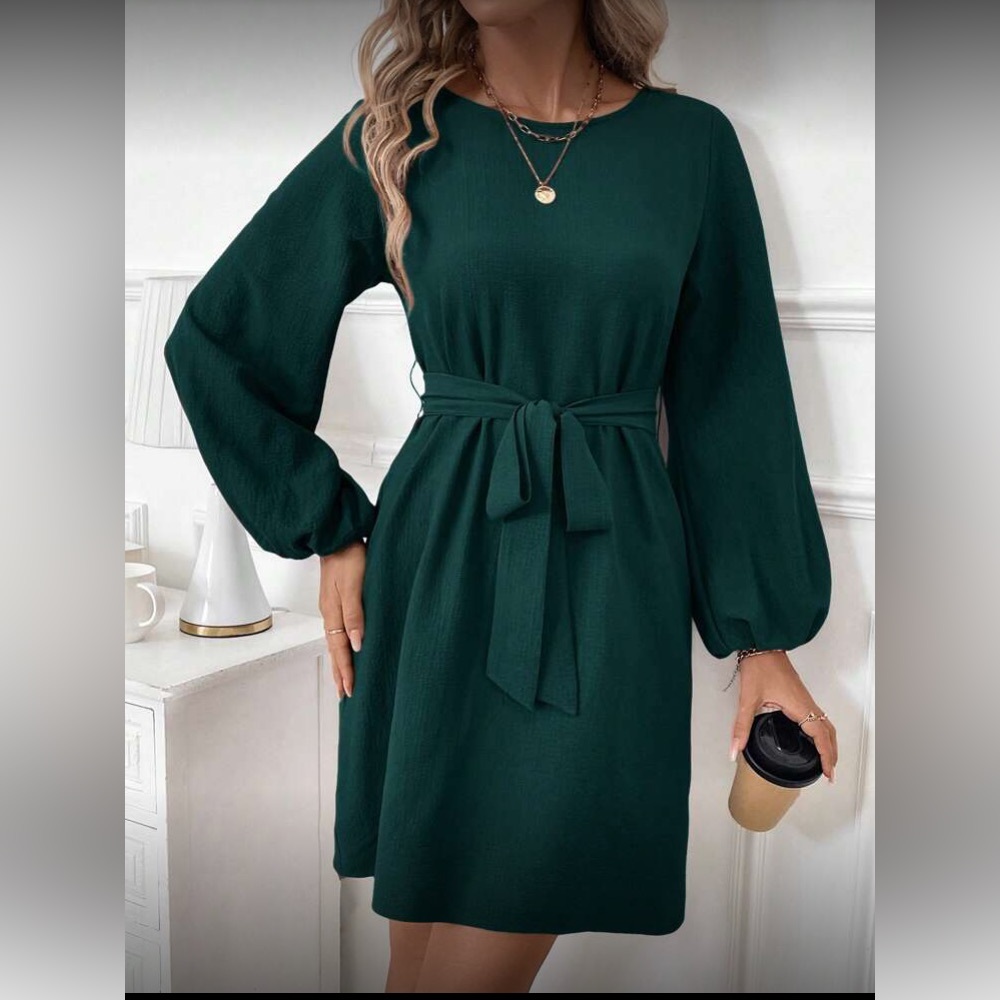Green lantern long sleeve mini dress Minimalist Work